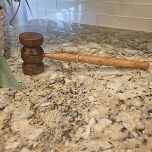 Vintage Wooden Gavel Hand Turned 11"